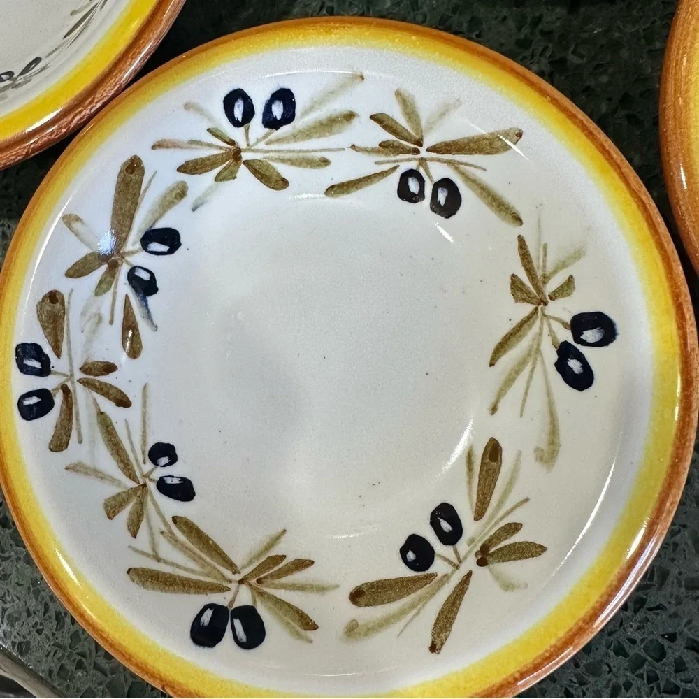 Williams Sonoma Tuscan Olives Made in Italy Hand Painted Dipping Bowls Set of 4